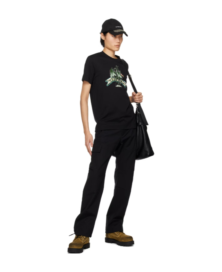 Givenchy Dragon-print Cotton T-shirt In Black