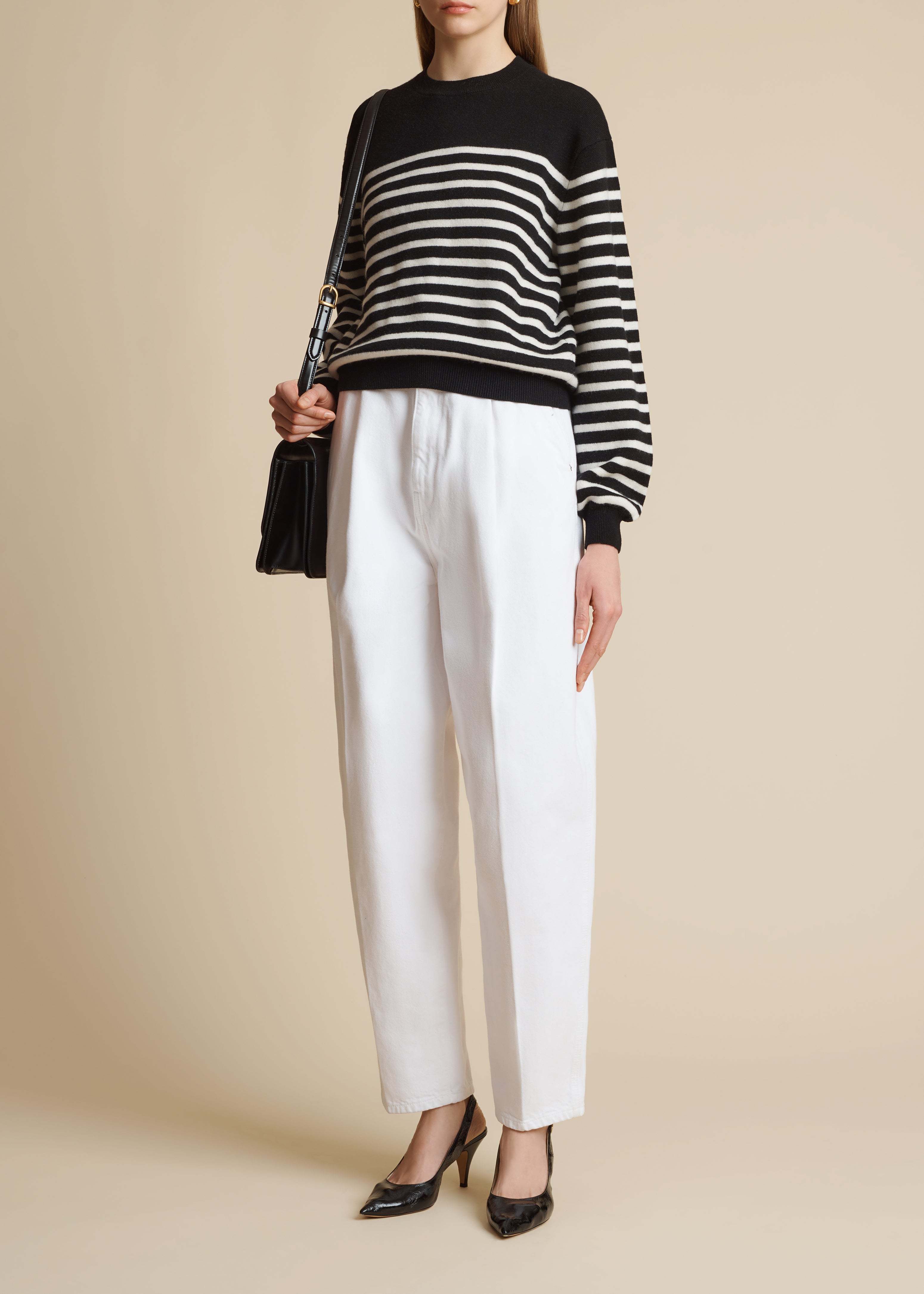 Shop Khaite Long-sleeve Striped Jumper In Black
