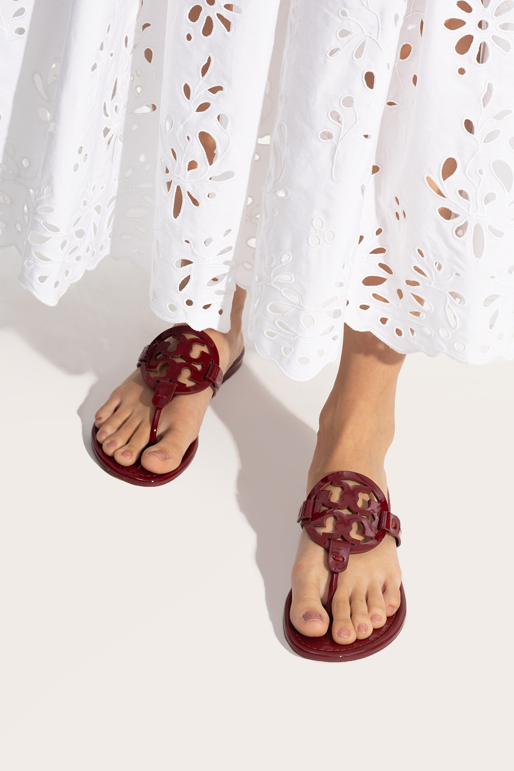 Tory Burch Miller Logo-plaque Sandals In Red