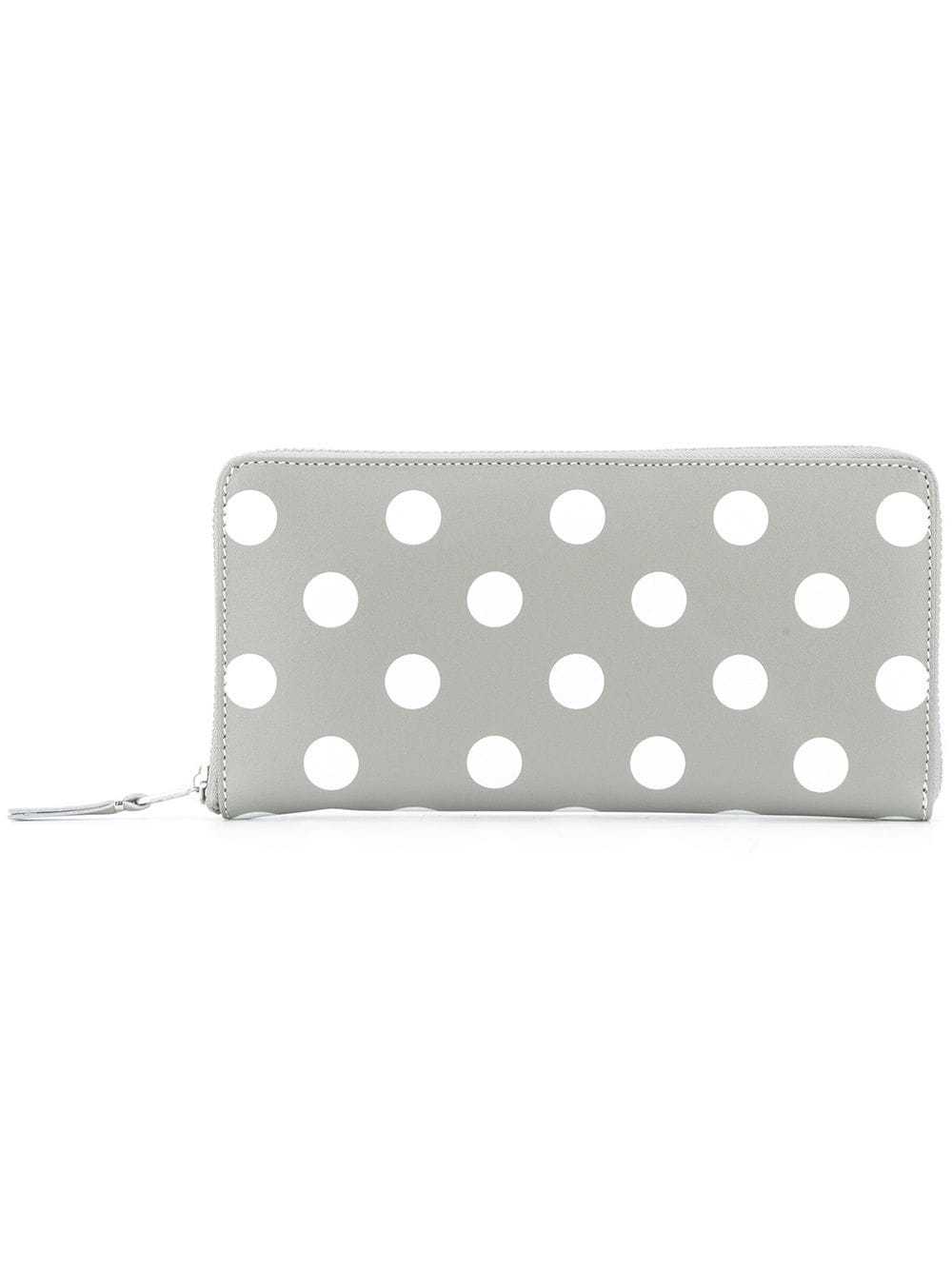 Comme Des Garçons Polky Dot Printed Zipper Wallet In Gray