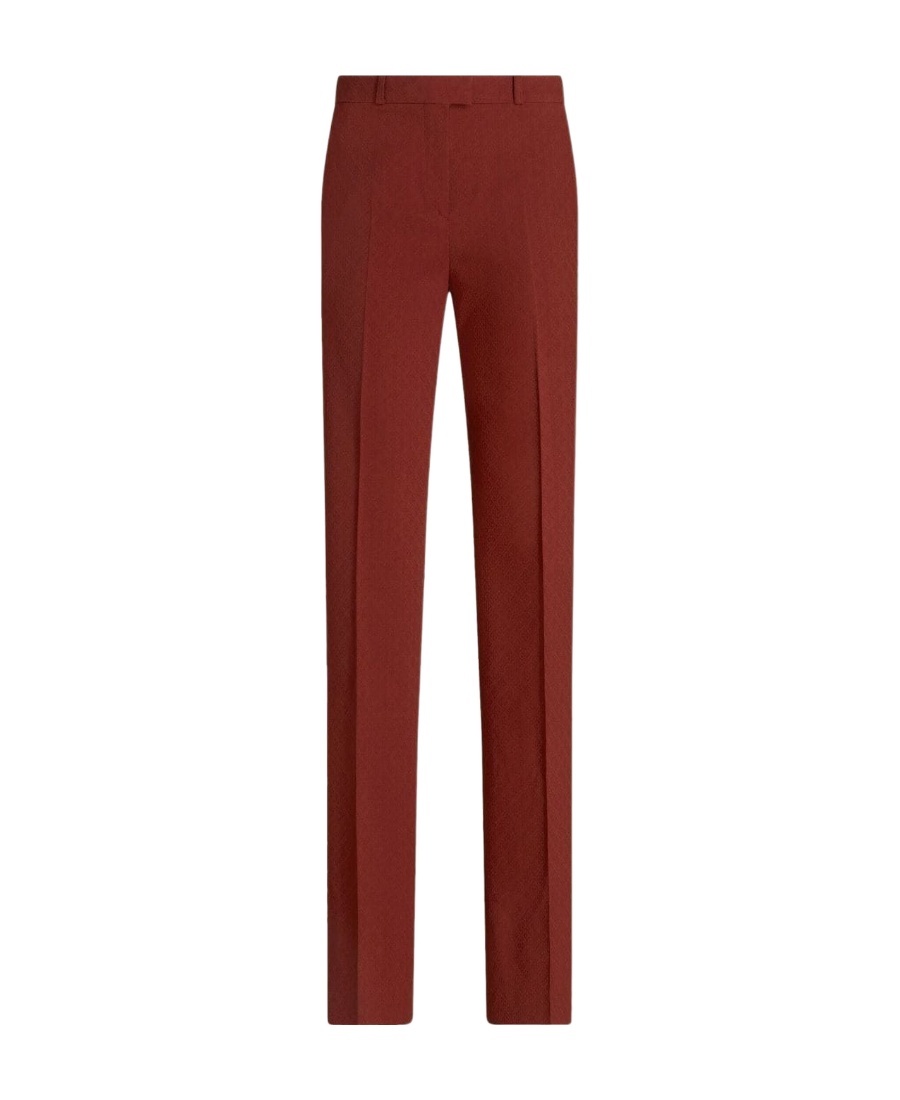 Shop Etro Wool Jacquard Trousers In Red