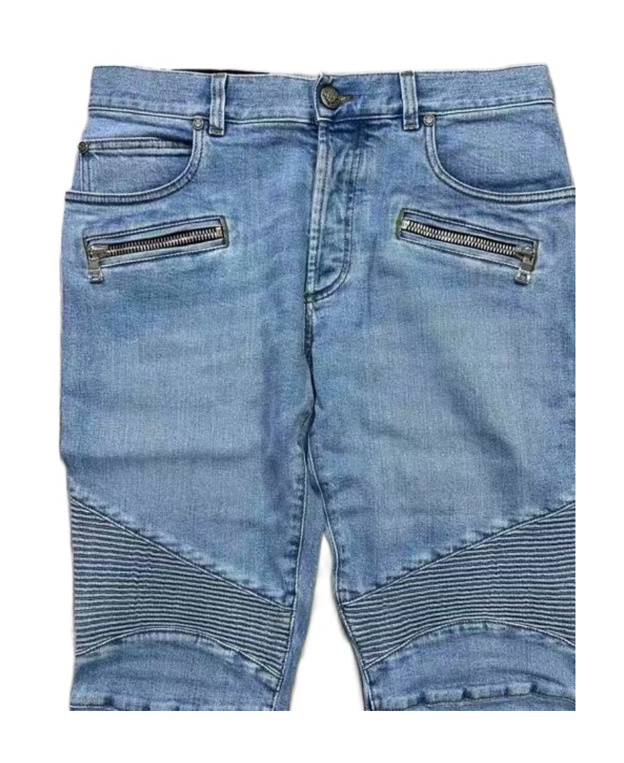 Balmain Logo Jeans In Blue