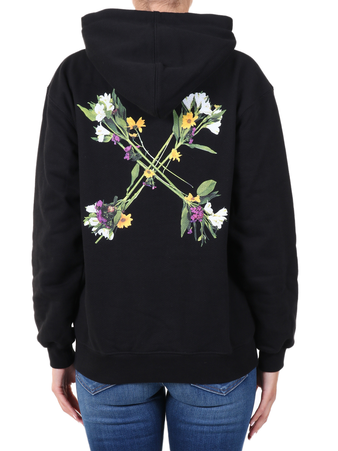 Off-white Floral-arrows Hoodie In Black