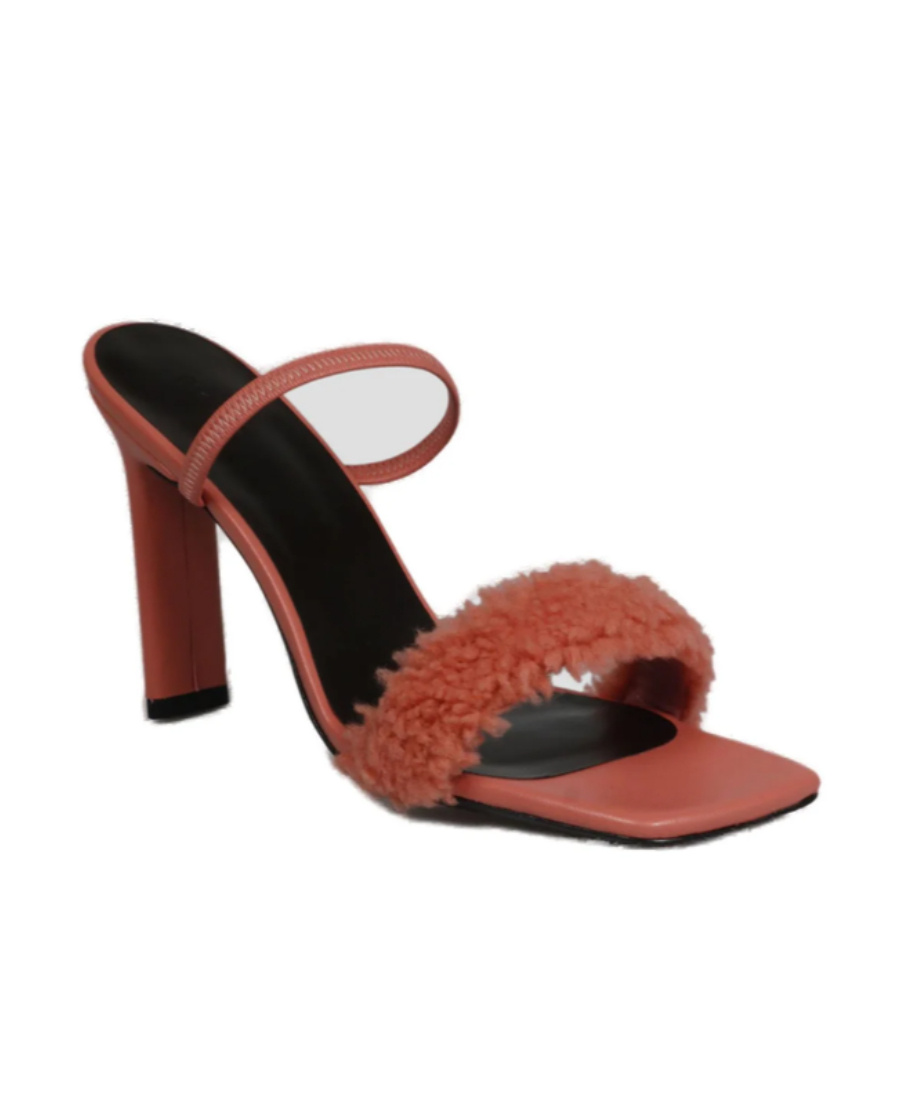 By Far Ada Shearling-strap Mules In Brown
