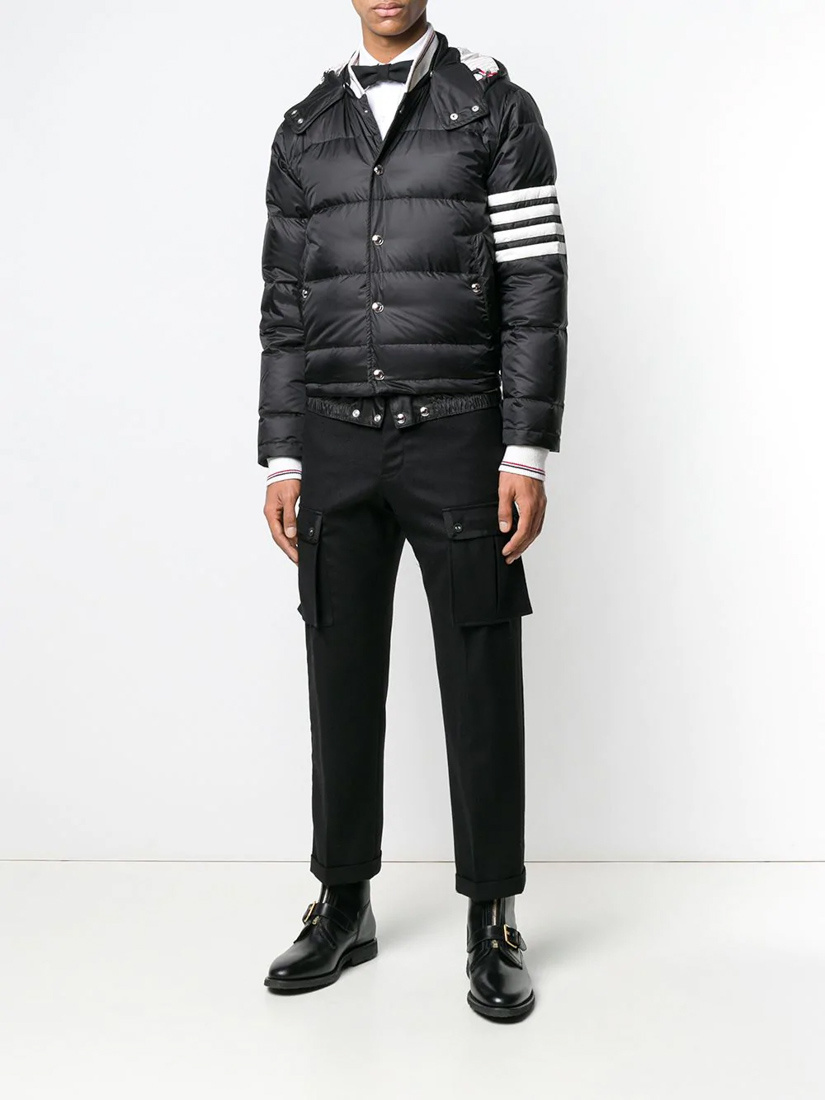 Thom Browne 4-bar Matte Nylon Bomber In Black
