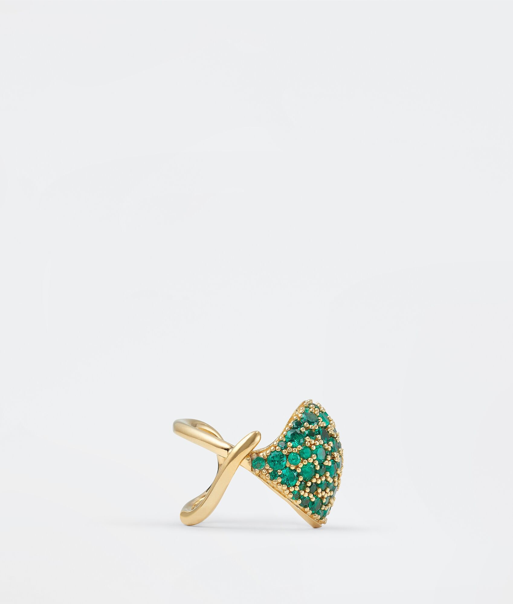 Bottega Veneta Gold-plated Crystal-embellished Ring In Green