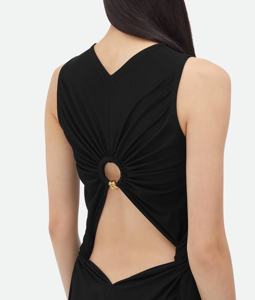 Bottega Veneta Long Dress In Viscose Jersey With Knot Ring In Black