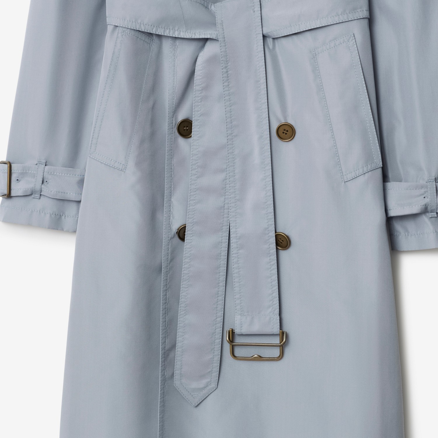 Burberry Long Silk Trench Coat In Gale