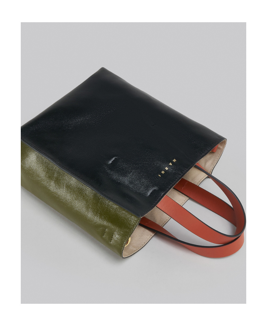 MARNI MUSEO SOFT MINI BAG IN BLACK AND GREEN LEATHER