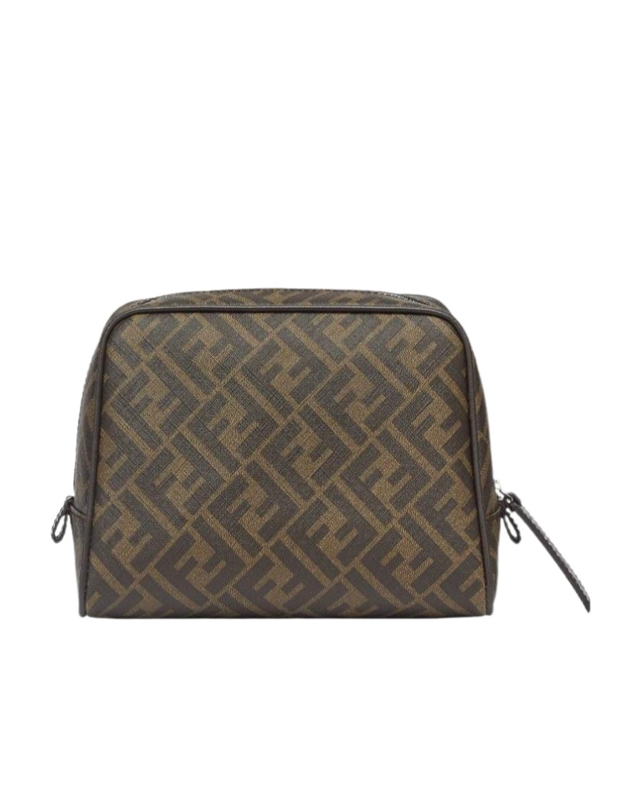 Shop Fendi Brown Fabric Toiletry Case