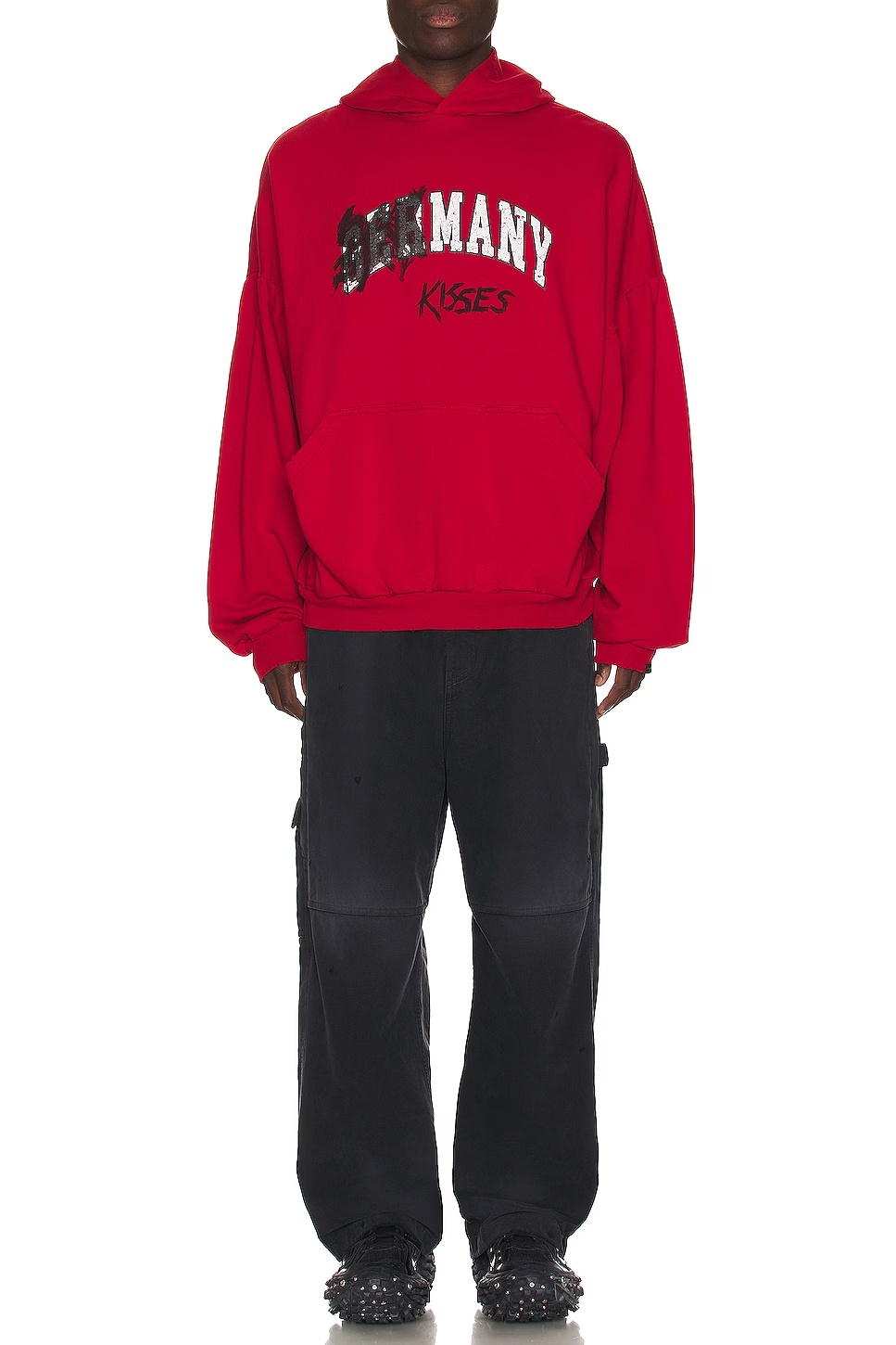 Balenciaga Hooded Long-sleeved Sweater In Red