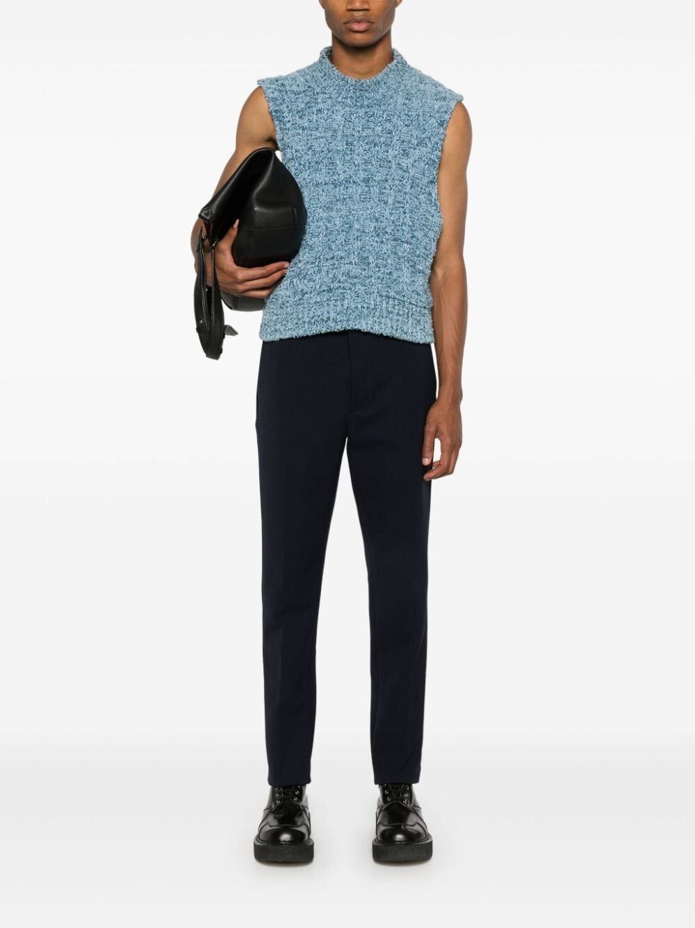 Prada Pressed-crease Trousers In Blue