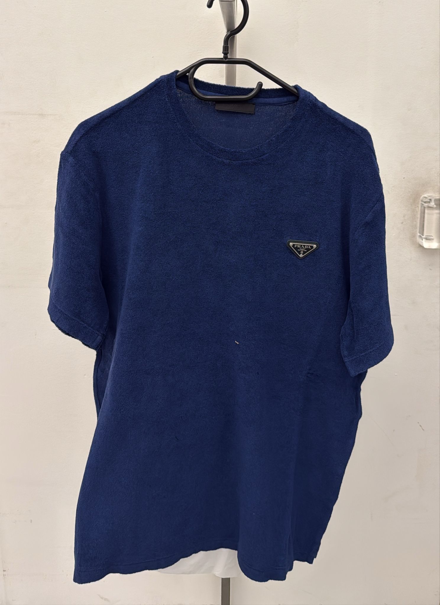 Prada Open-necked Black Shirt In Blue