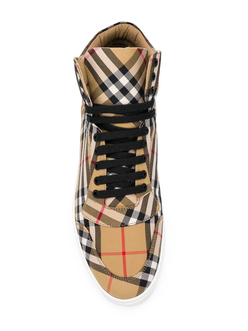 Burberry Check Sports High-top Skate Shoes In Multicolor