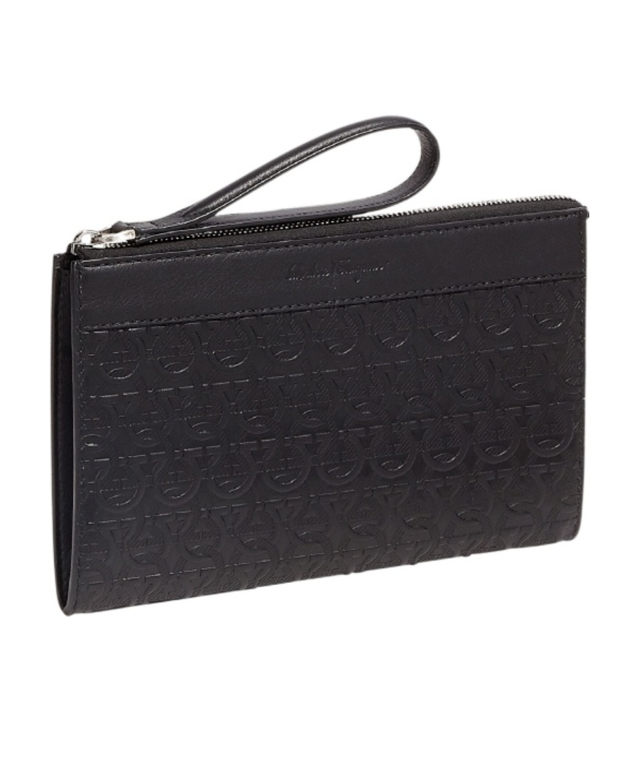 FERRAGAMO GANCINI-EMBOSSED POUCH 