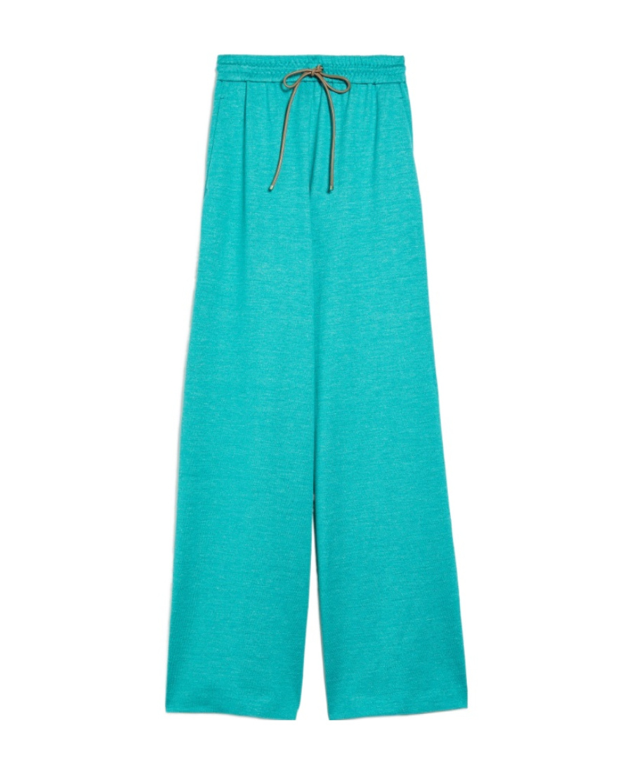 Max Mara Flared Drawstring-waist Trousers In Green