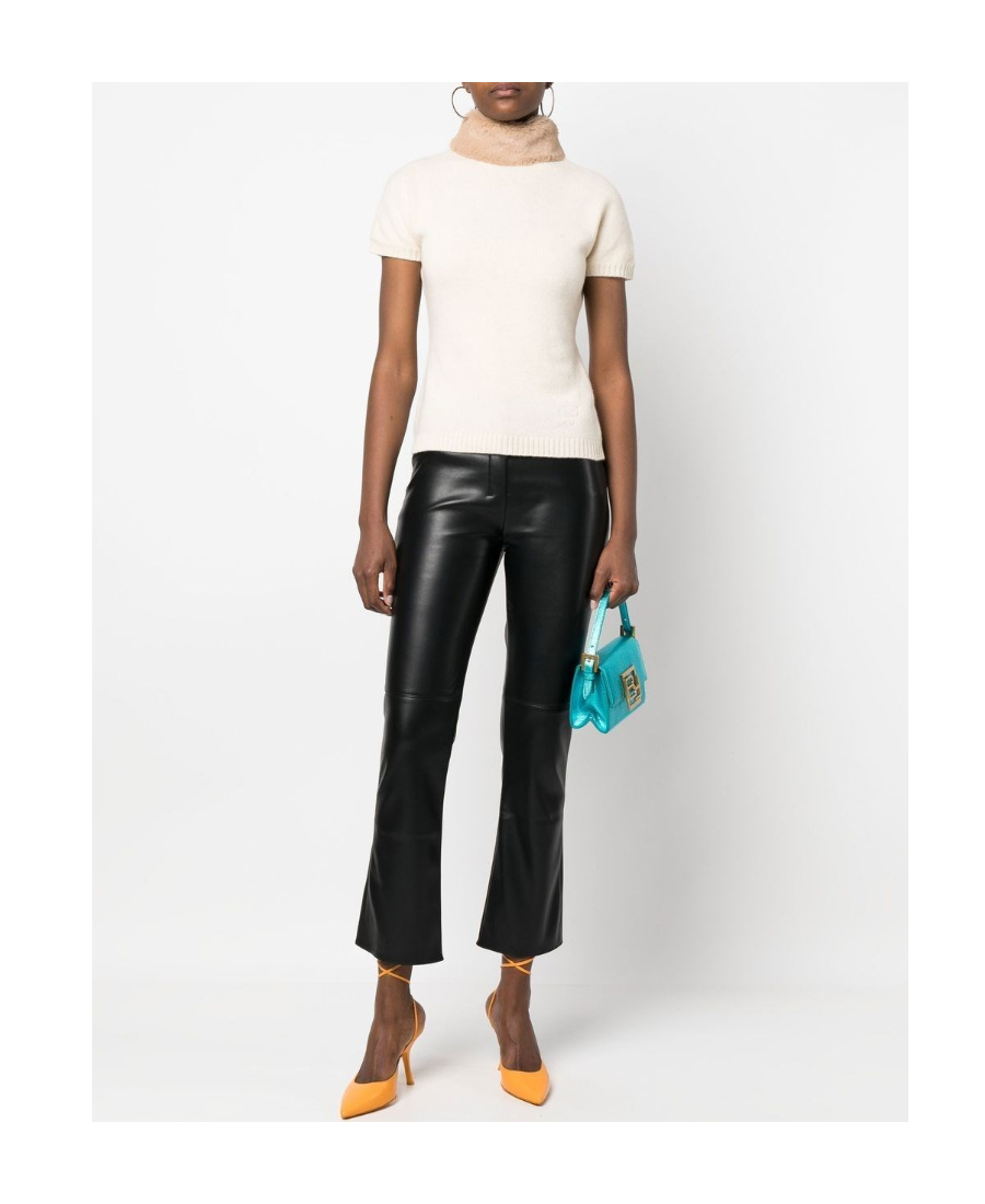 Blumarine Faux-fur Neck Top In White