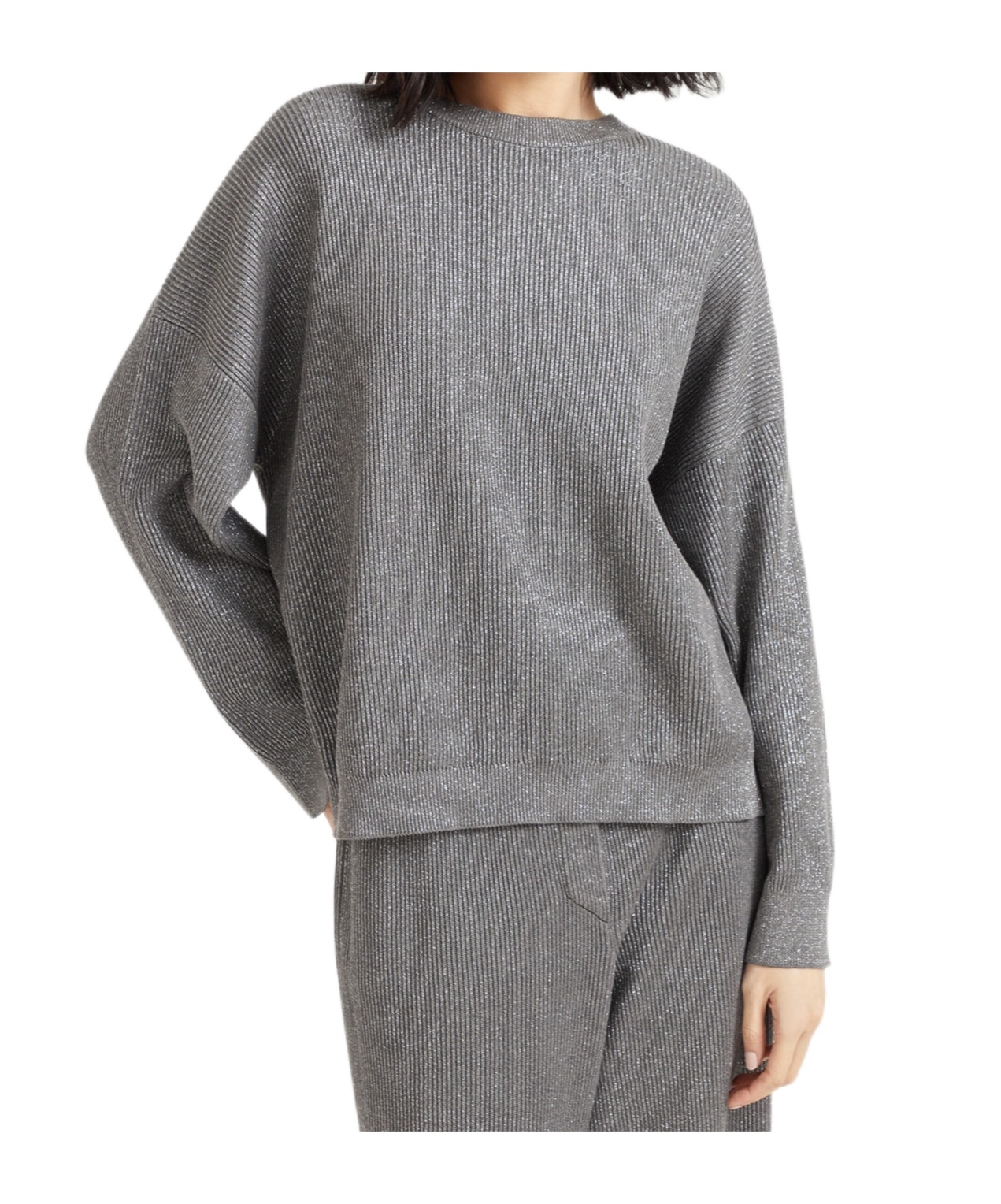 Brunello Cucinelli Ribbed Sweater In Gray