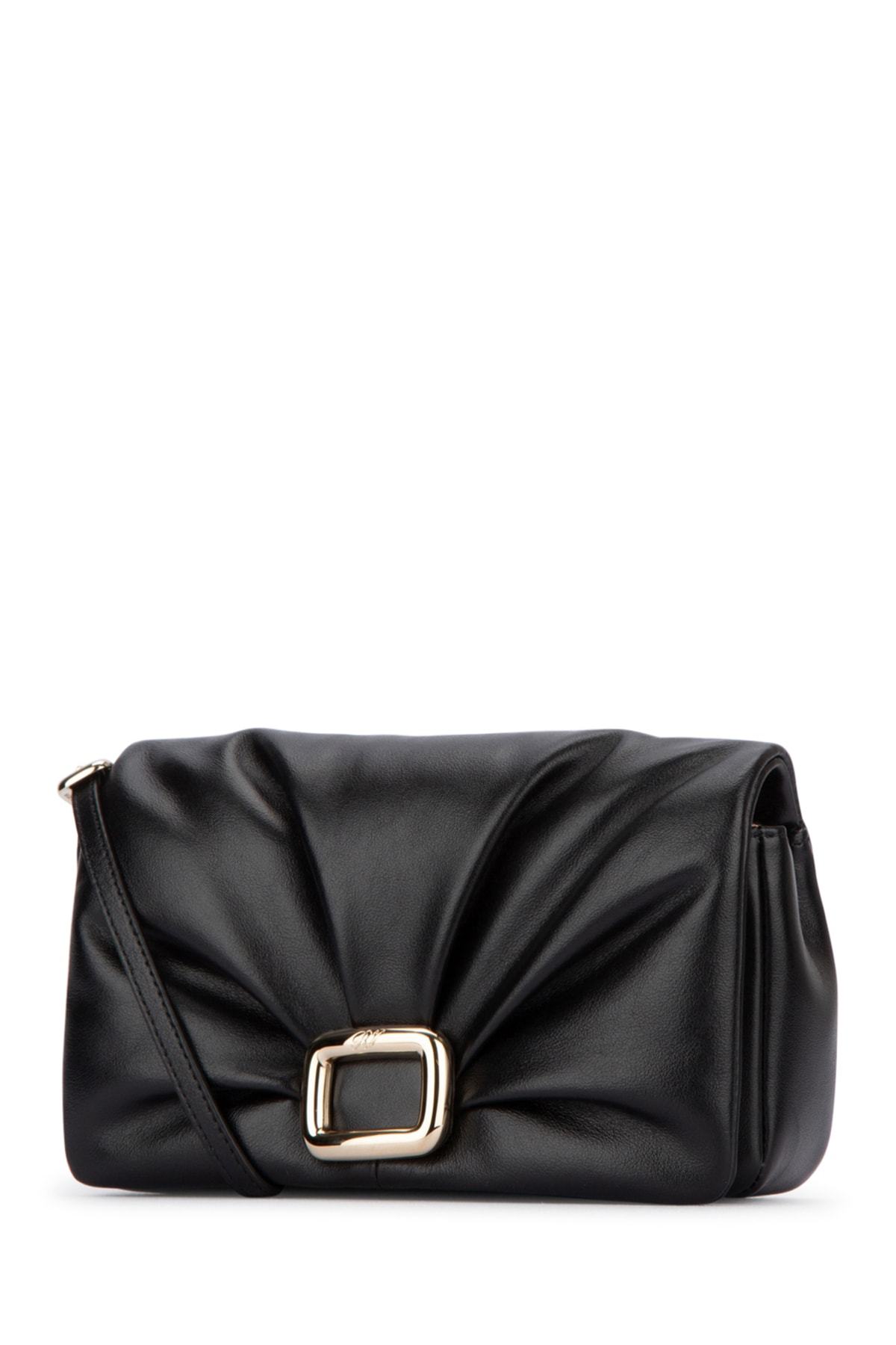 Roger Vivier Gold-tone Hardware Clutch Bag In Black