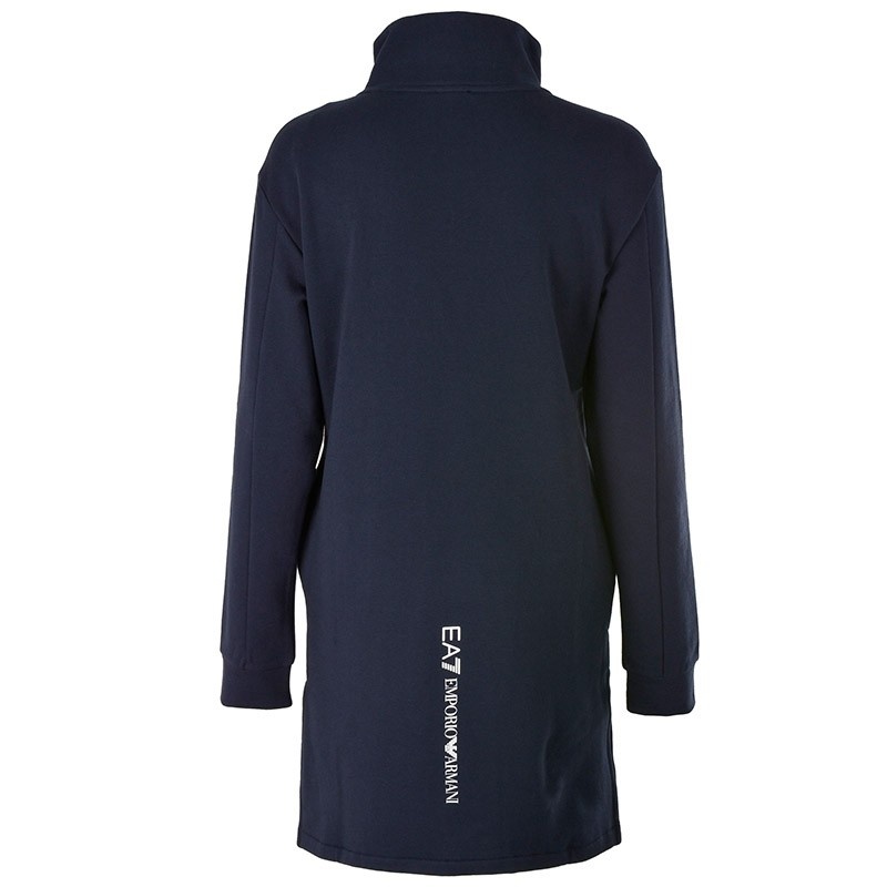 Ea7 Navy Blue Sweater With High Collar And Long Sleeves In Black