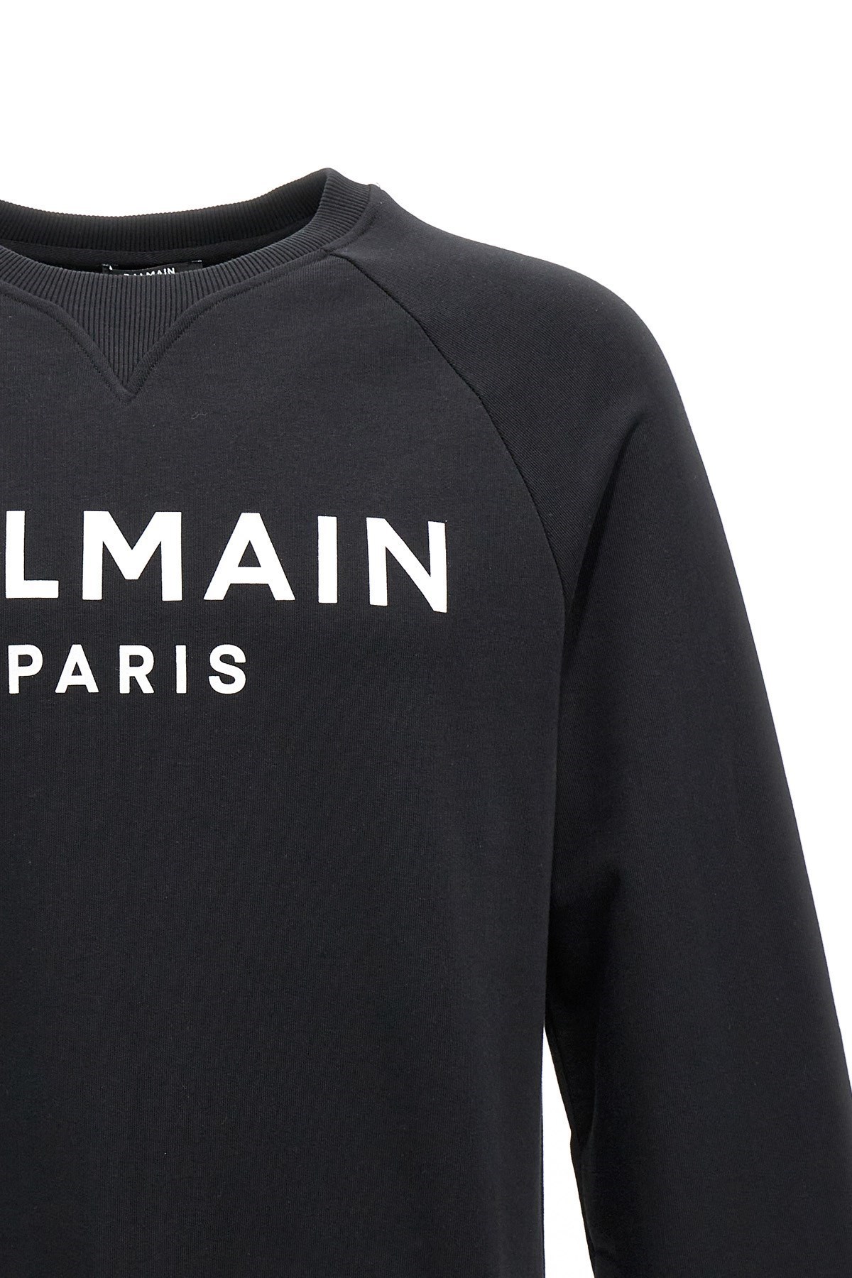 Balmain Logo Printed Cotton Sweatshirt In Black