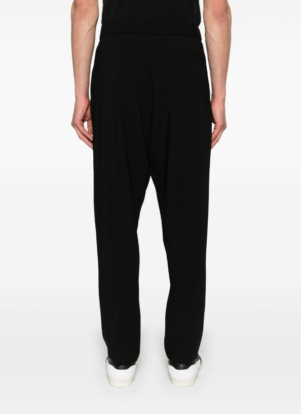 Giorgio Armani Wool Trousers With Elasticated Waistband And Pleated Front In Black