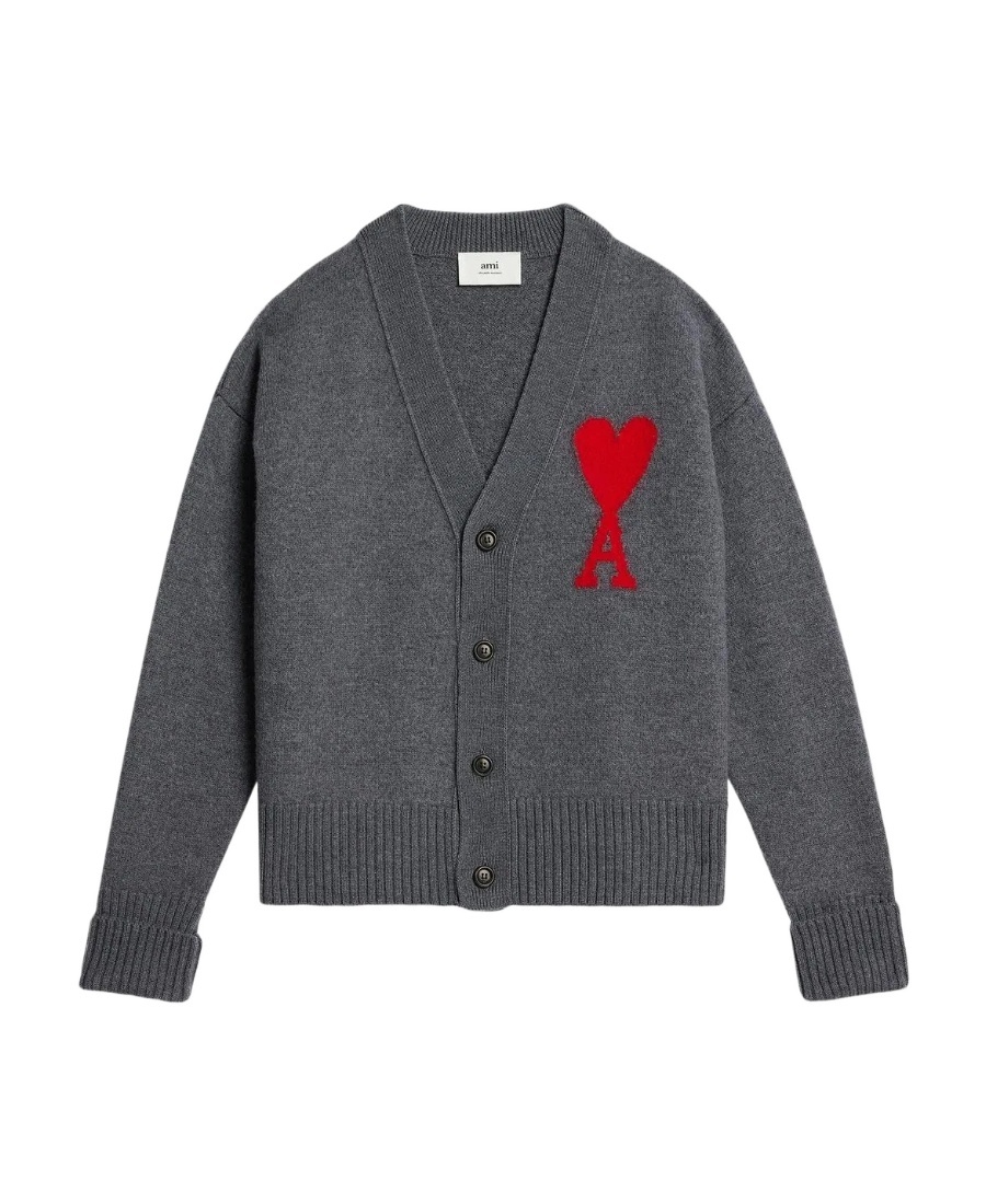 AMI ALEXANDRE MATTIUSSI AMI AMI DE COEUR INTARSIA-KNITTED CARDIGAN