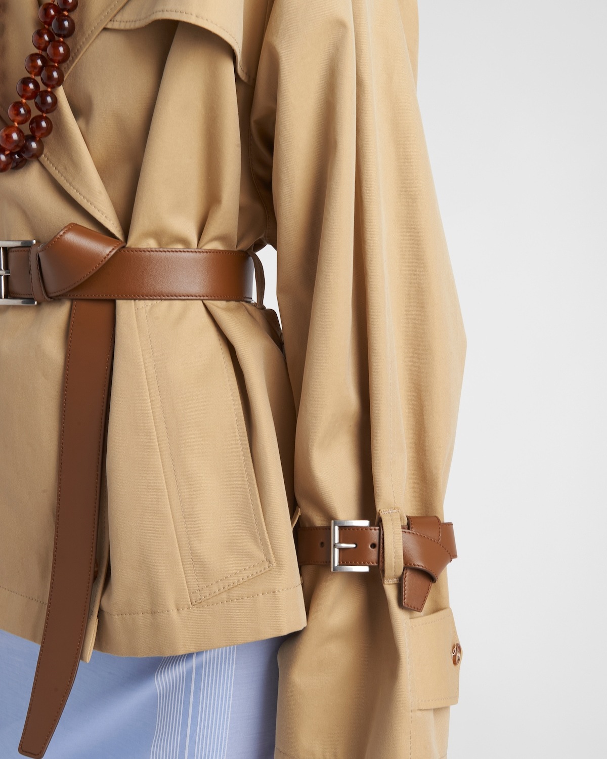 Prada Trench Coat Woman Honey In Nude
