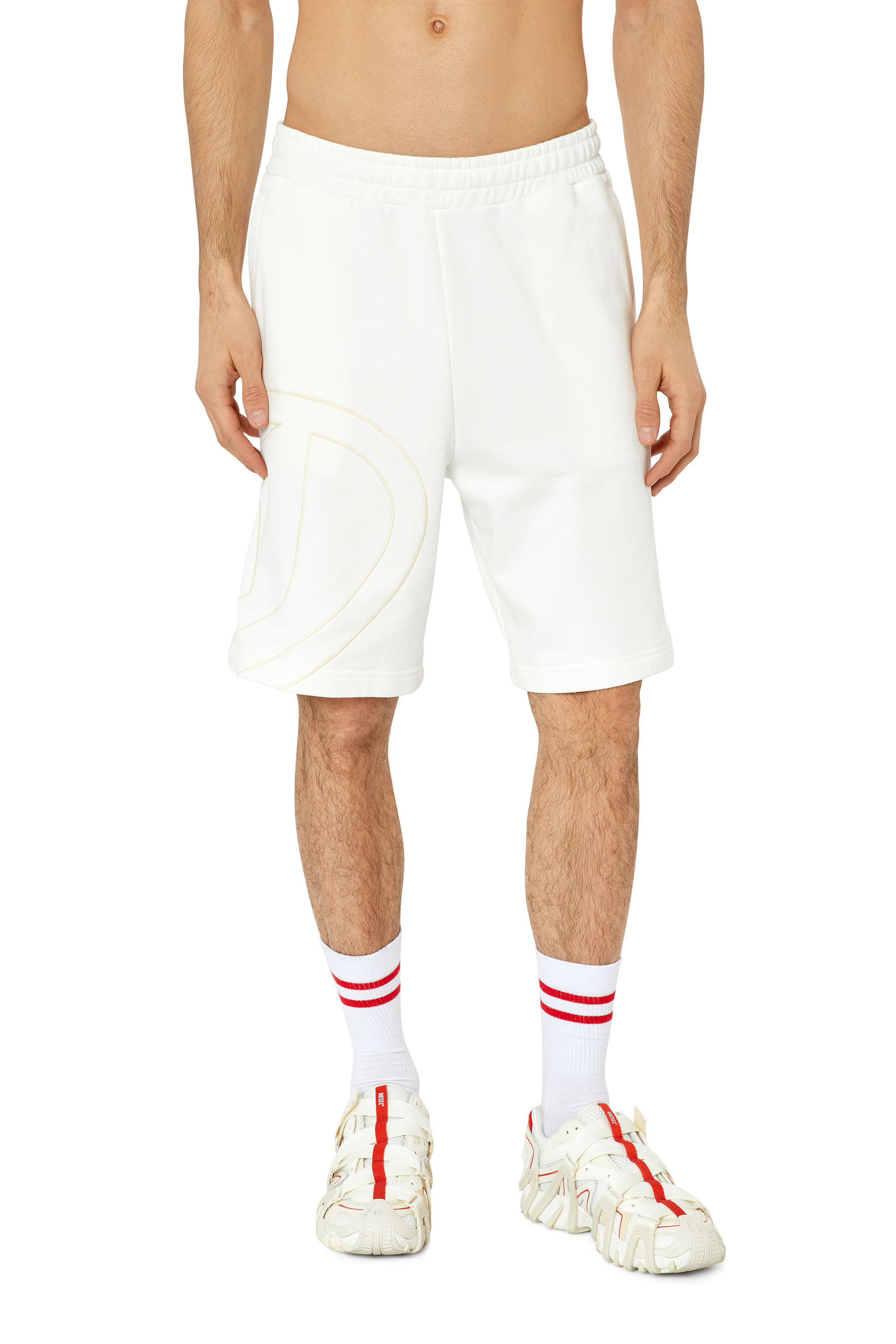 Diesel Embroidered-logo Cotton Short In White