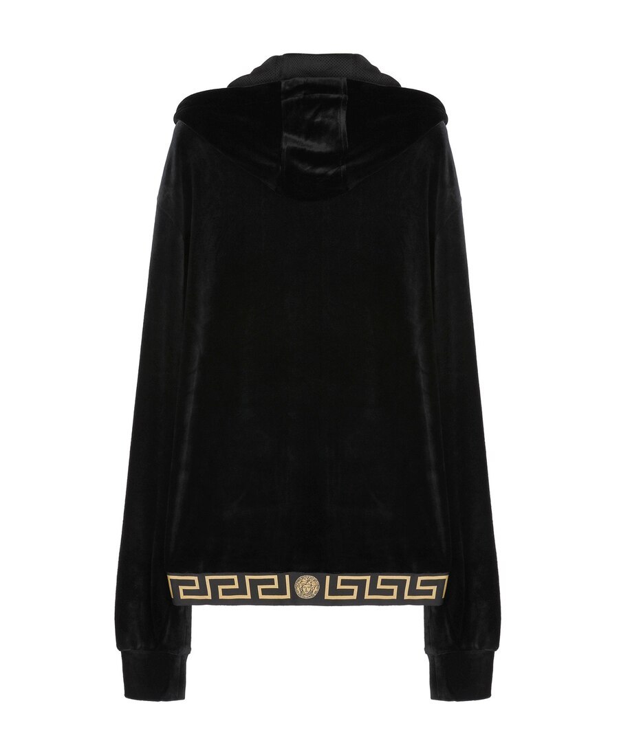 Versace Greco Velvet Casual Jacket In Black