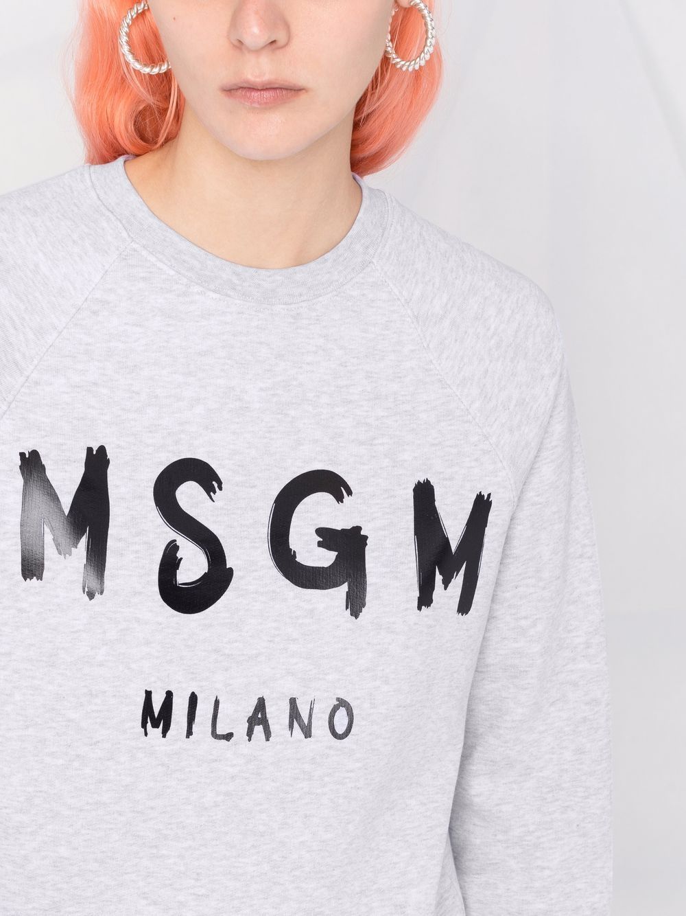 Msgm Logo-print Crew Neck Sweatshirt In White