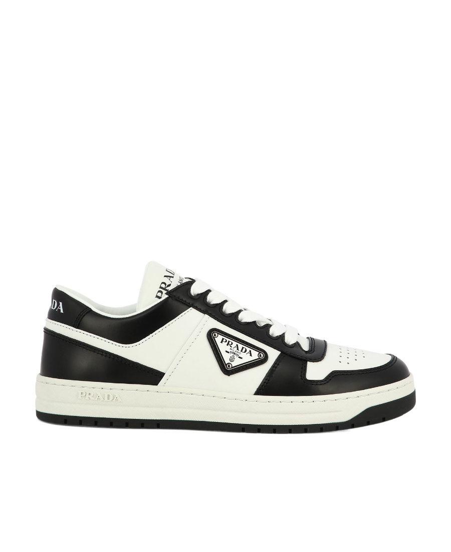 Prada Downtown Sneaker Aus Perforiertem Leder In White
