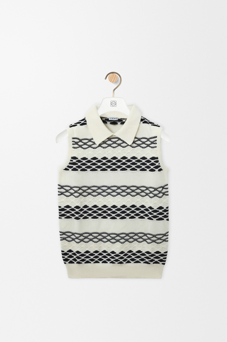 Loewe Cotton Vest With Collar And Ribbed Hem In White
