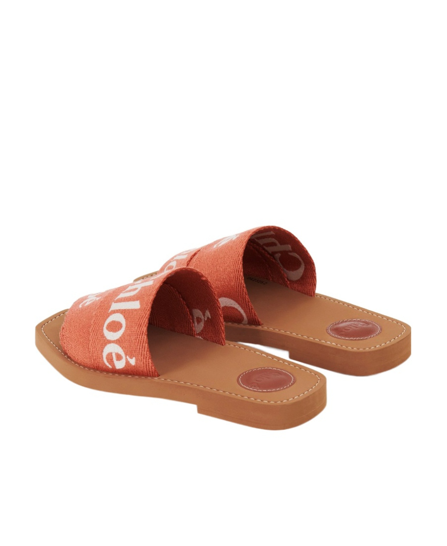 Chloé Woody Logo-embroidered Flat Mules In Brown