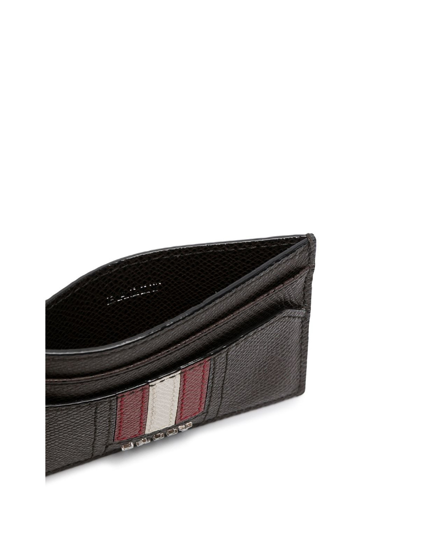 Bally Classic Striped Card Bag In Black