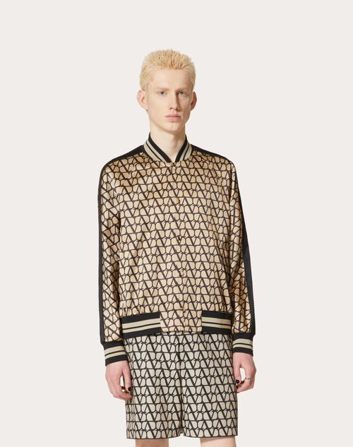 Valentino Toile Iconographe Print Bomber Jacket In Nude