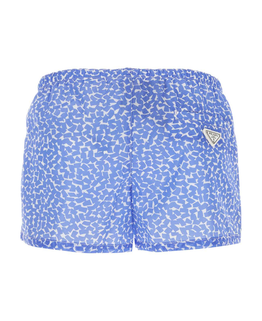 Prada Elastic Waist Printed Swimming Trunks In Multi