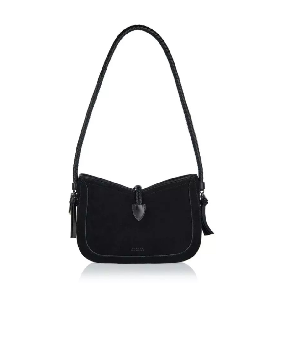 Isabel Marant Logo Embossed Embellished Shoulder Bag In Black