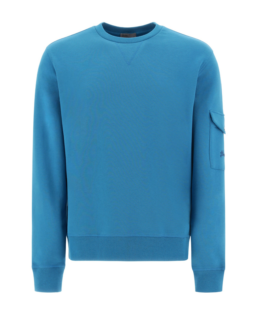 Herno Flap-pocket Detailed Crewneck Sweatshirt In Black