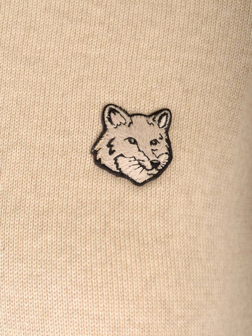 Shop Maison Kitsuné Bold Fox Head Wool Cardigan In Nude