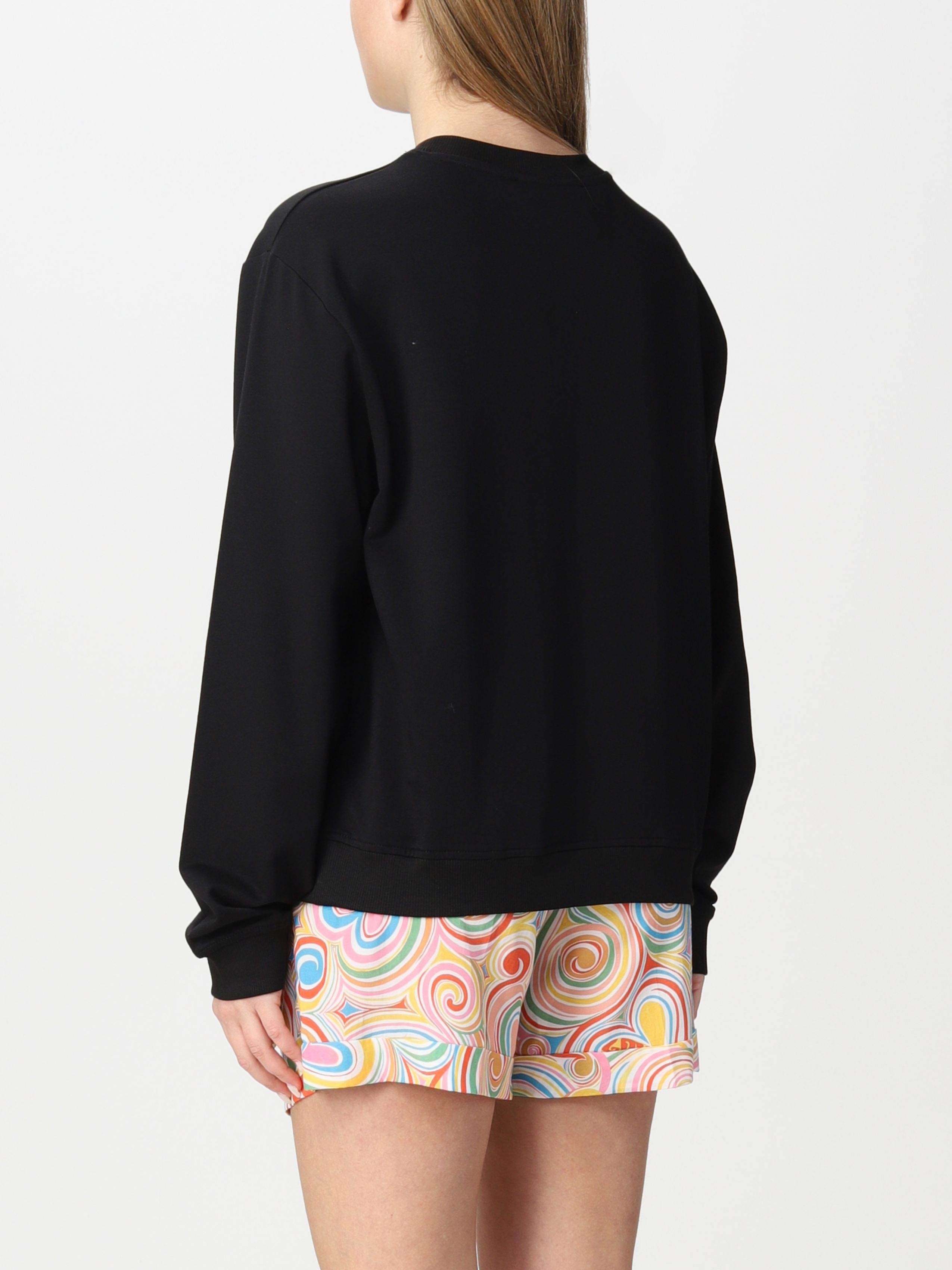 Moschino Logo-print Cotton Blend Sweatshirt In Black