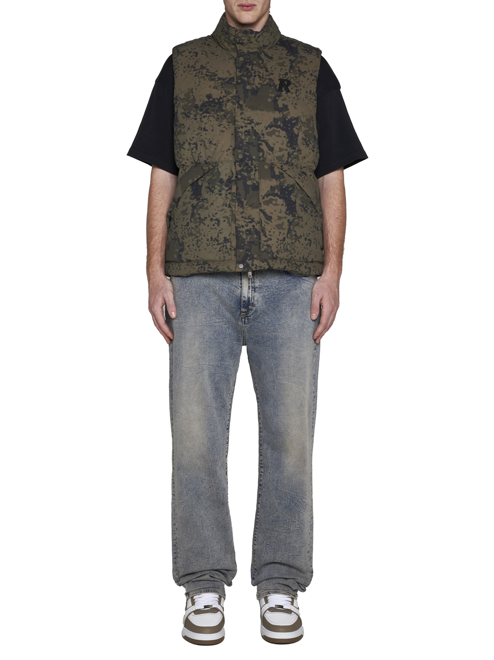 Represent Camouflage Print Nylon Puffer Vest In Black