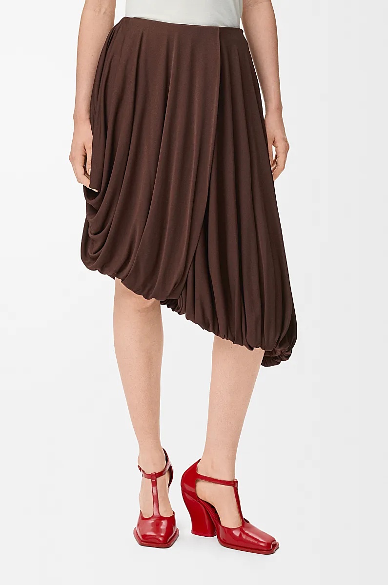 Loewe Draped Viscose Skirt In Brown