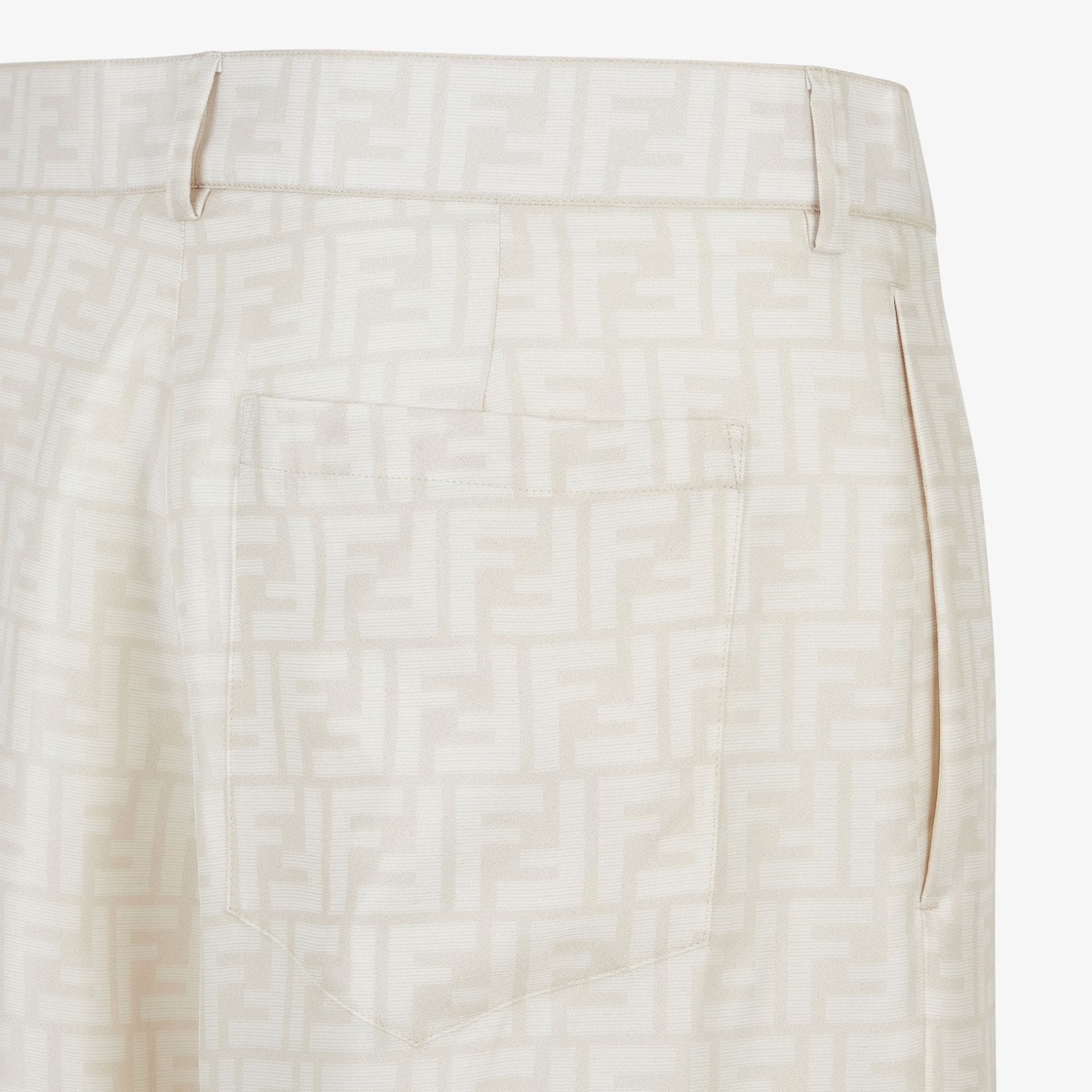Fendi Embroidered Pattern Silk Bermuda Shorts In White