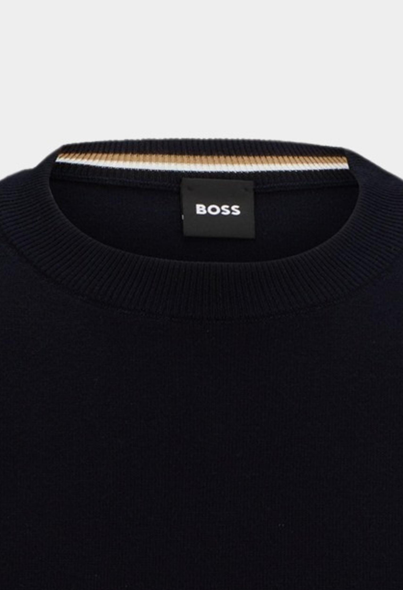 HUGO BOSS LOGO-EMBROIDERED COTTON JUMPER