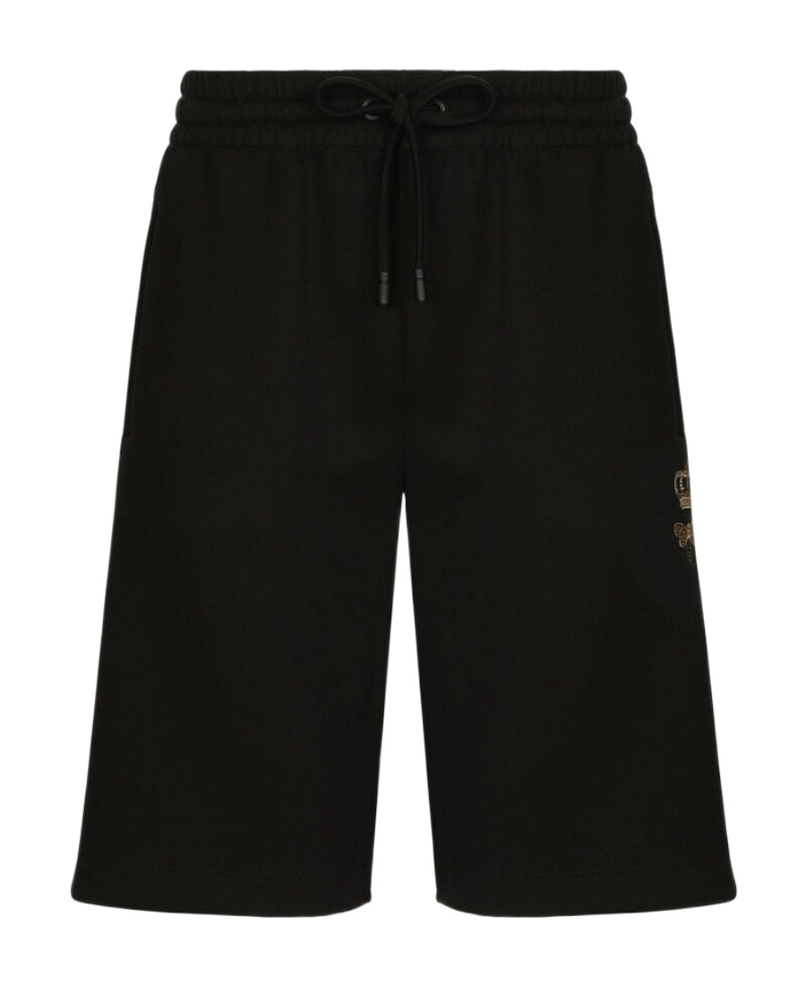 Dolce & Gabbana Drawstring-waist Cotton-blend Track Shorts In Black