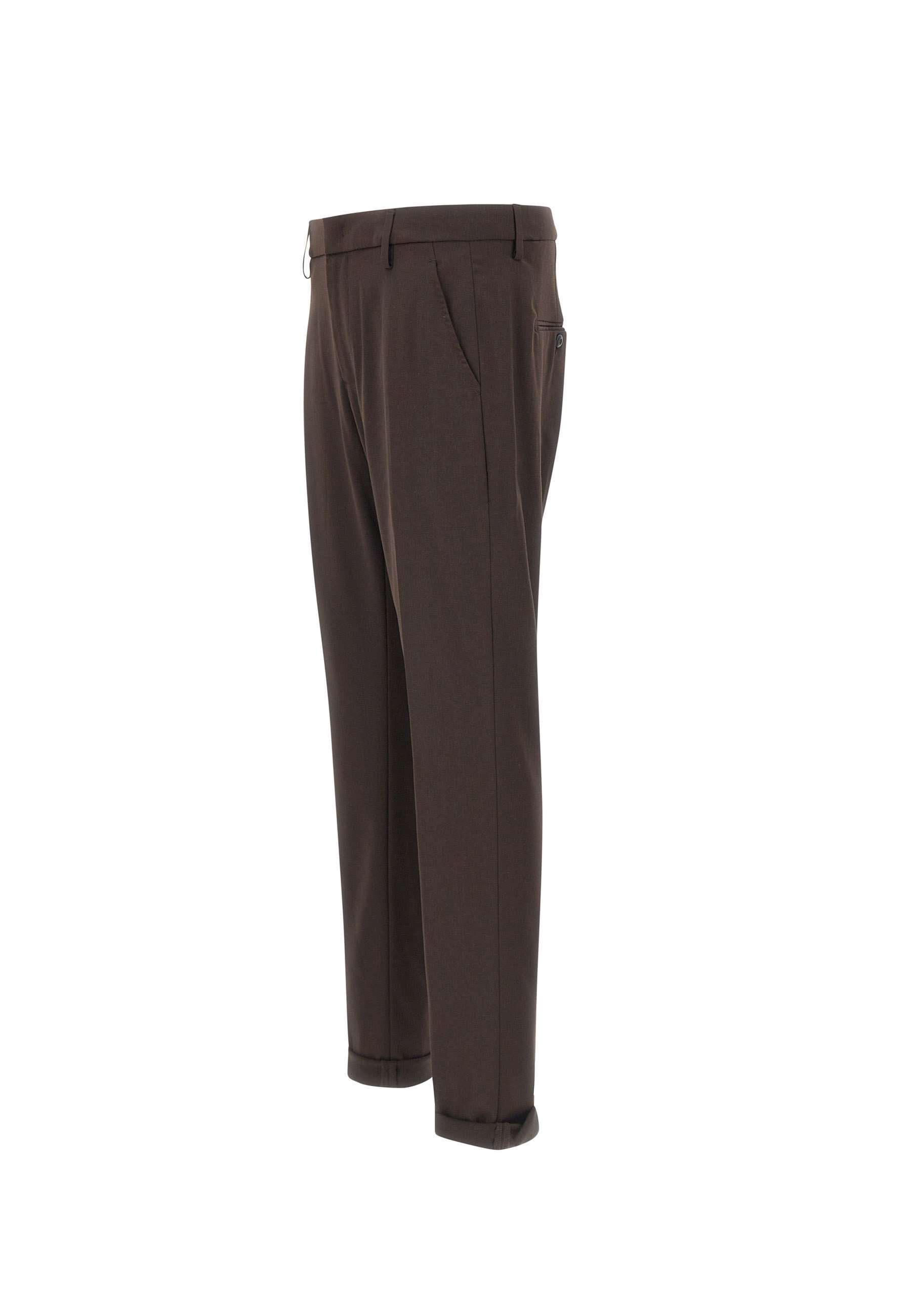 Dondup Buttoned Logo-detail Pants In Brown