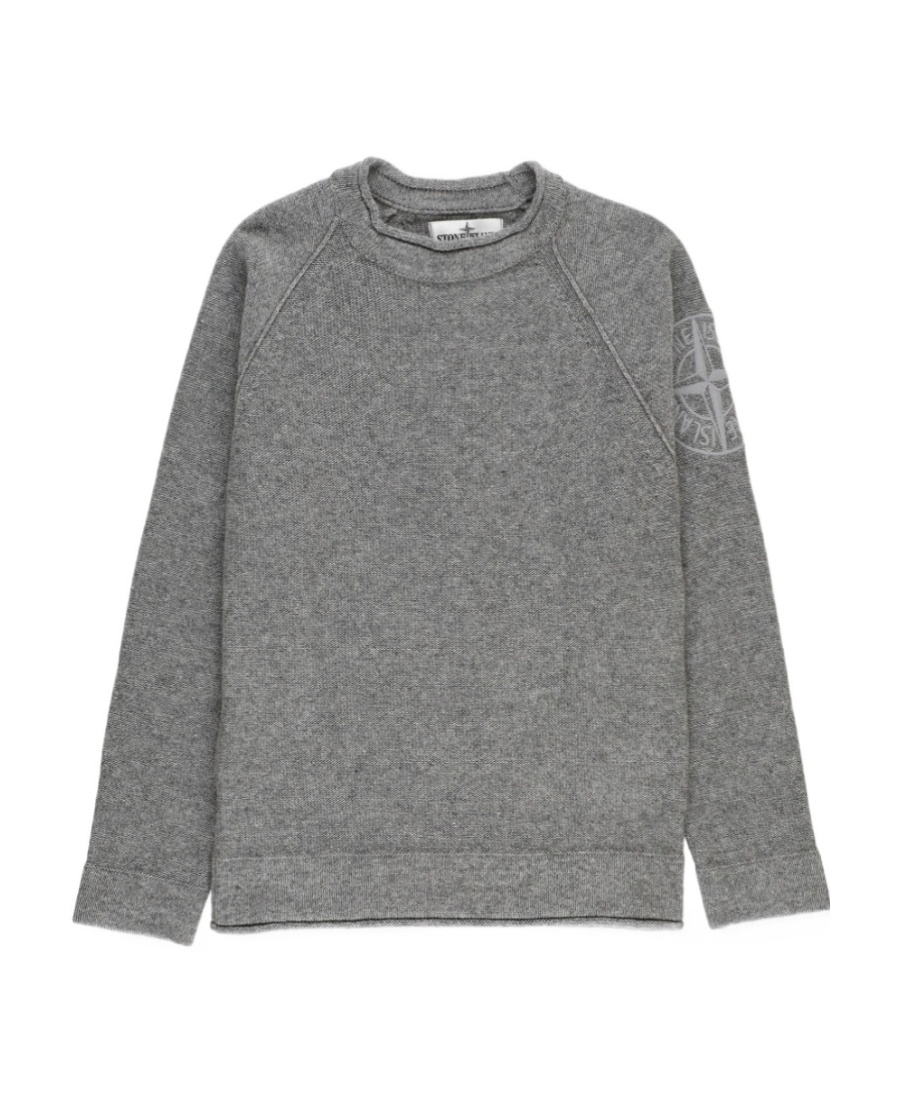 Stone Island Compass-motif Long-sleeve T-shirt In Gray