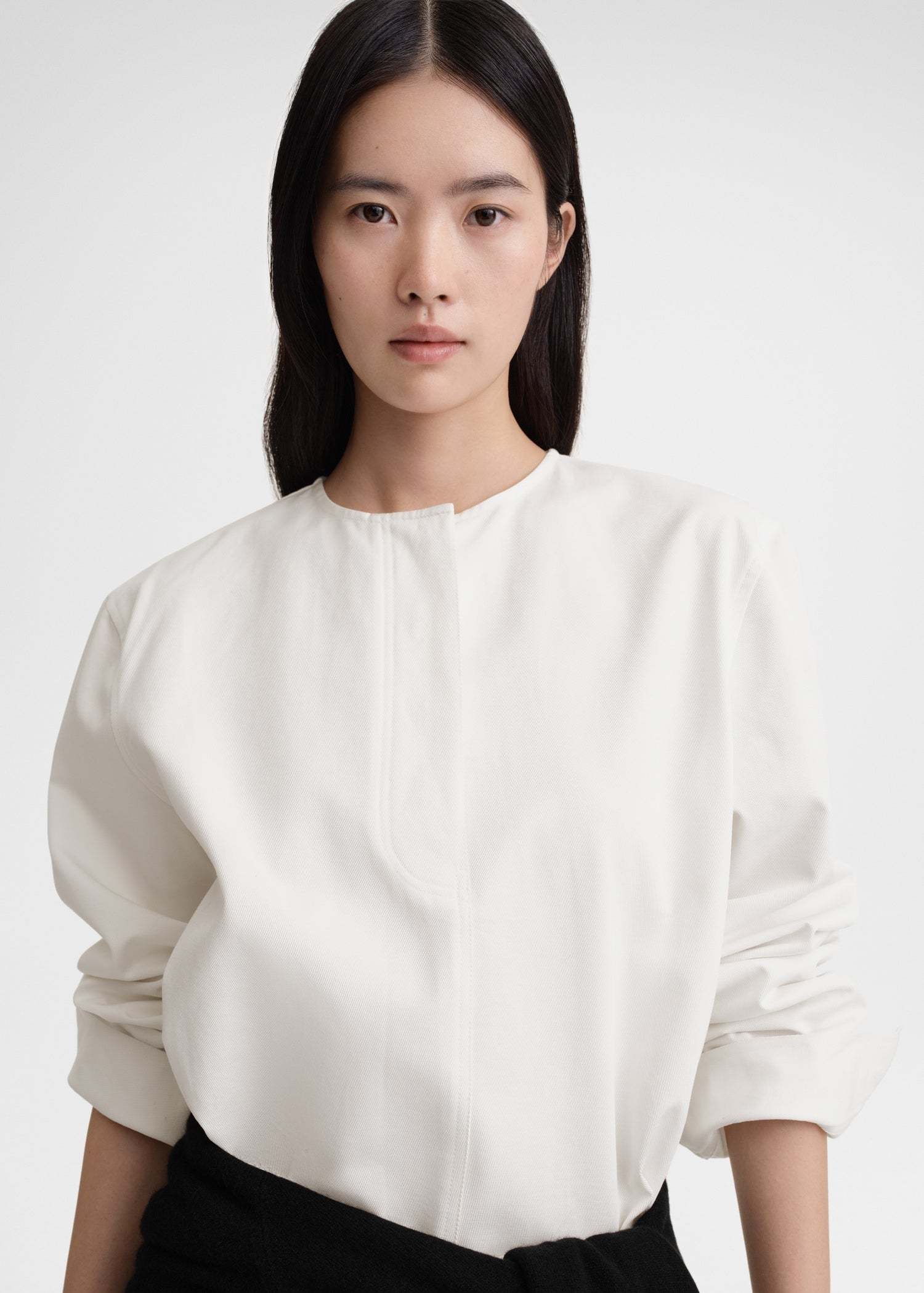 Totême Collarless Shirt In White