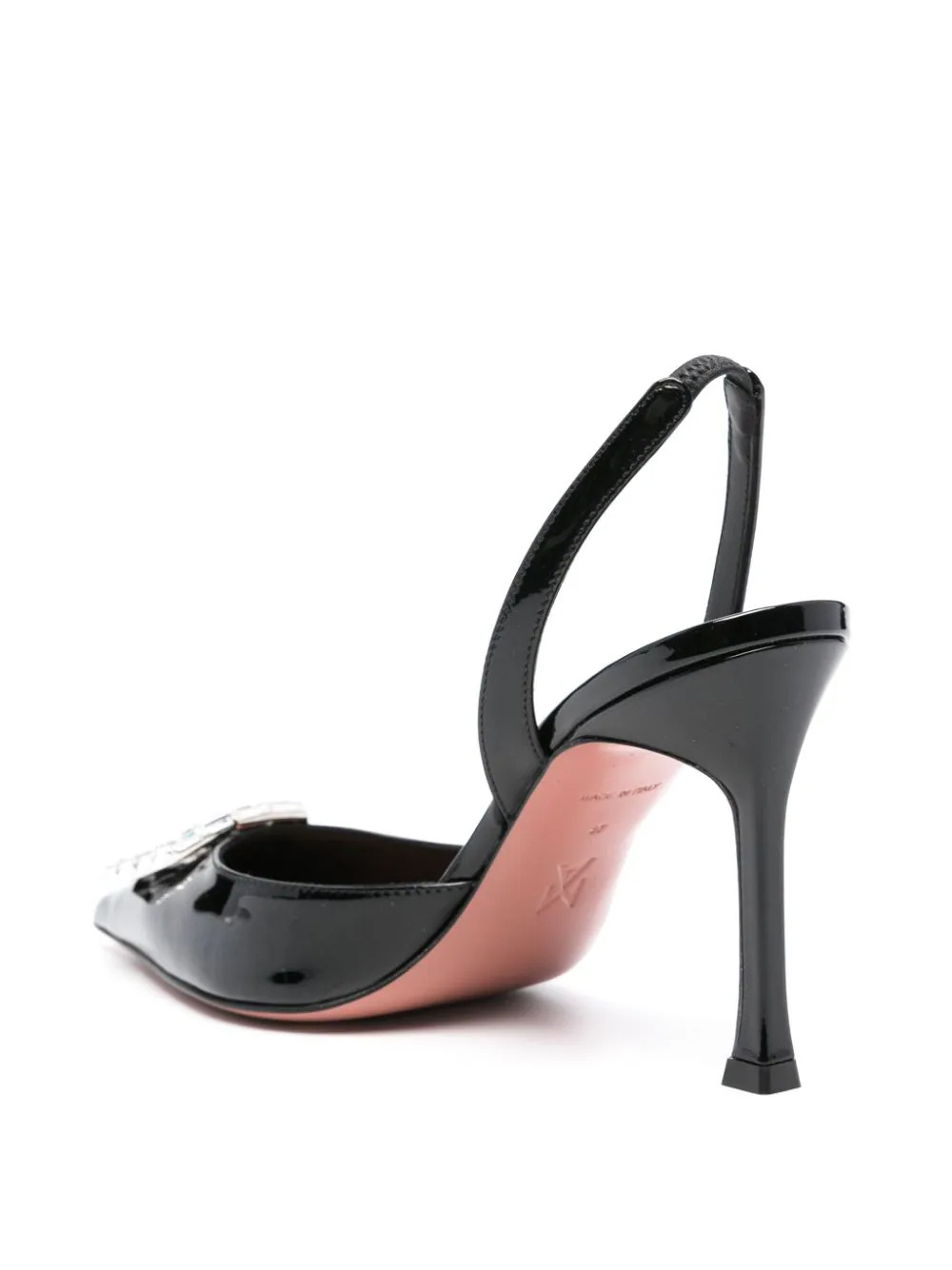 Amina Muaddi Satin Camelia Slingback Pumps 105 In Black